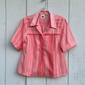 Bundle 3 for 50% off 1970s Vintage You Babes Orange-y Coral Retro Blouse